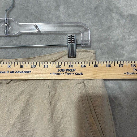 LL Bean Pants Womens 12 Beige Premium Washable Linen Pull On High Rise Wide Leg - Picture 5 of 9